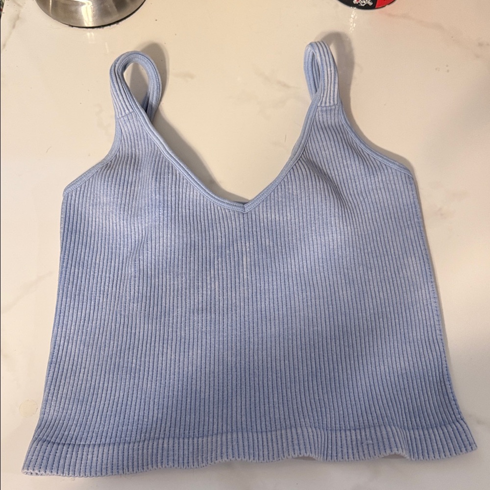 Sky Blue Ribbed Women's Tank Top